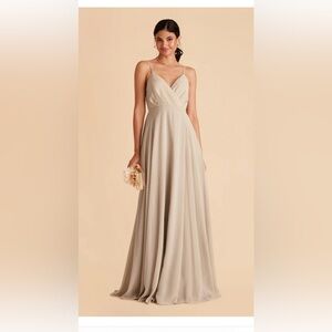 NWT BIRDY GREY Kaia Dress Chiffon Neutral Champagne Medium
